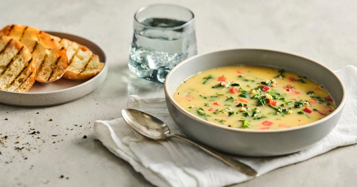 Smoky Lemon Egg and Quinoa Soup