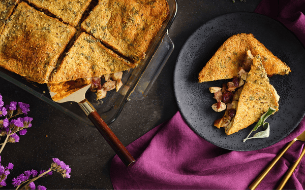 Turkey and Cranberry Strata on a plate